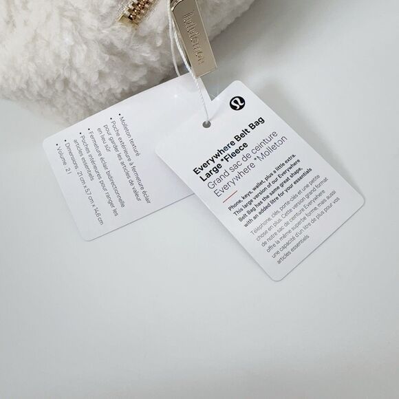 Lululemon Large 2L Everywhere Belt Bag White Gold Fleece Sherpa Shearling NWT - Picture 8 of 12